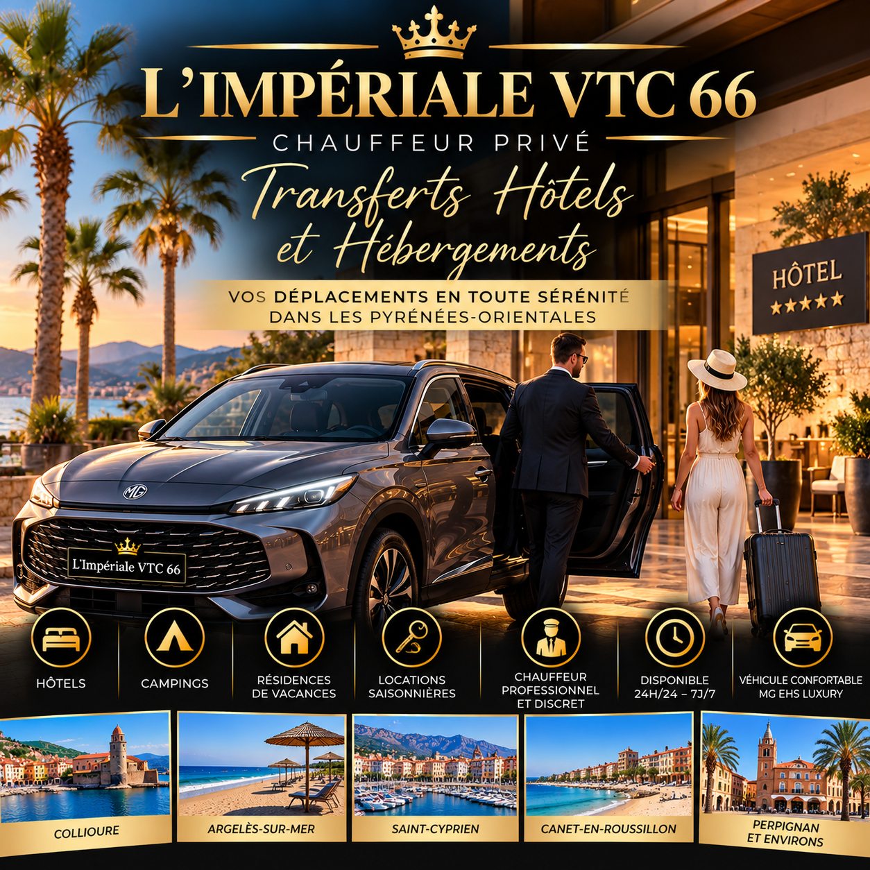 Transferts hôtels et hébergements avec chauffeur VTC