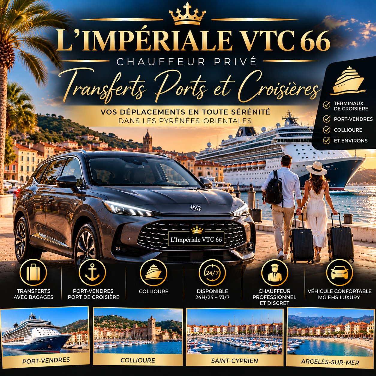 Chauffeur privé VTC – Transferts ports et croisières